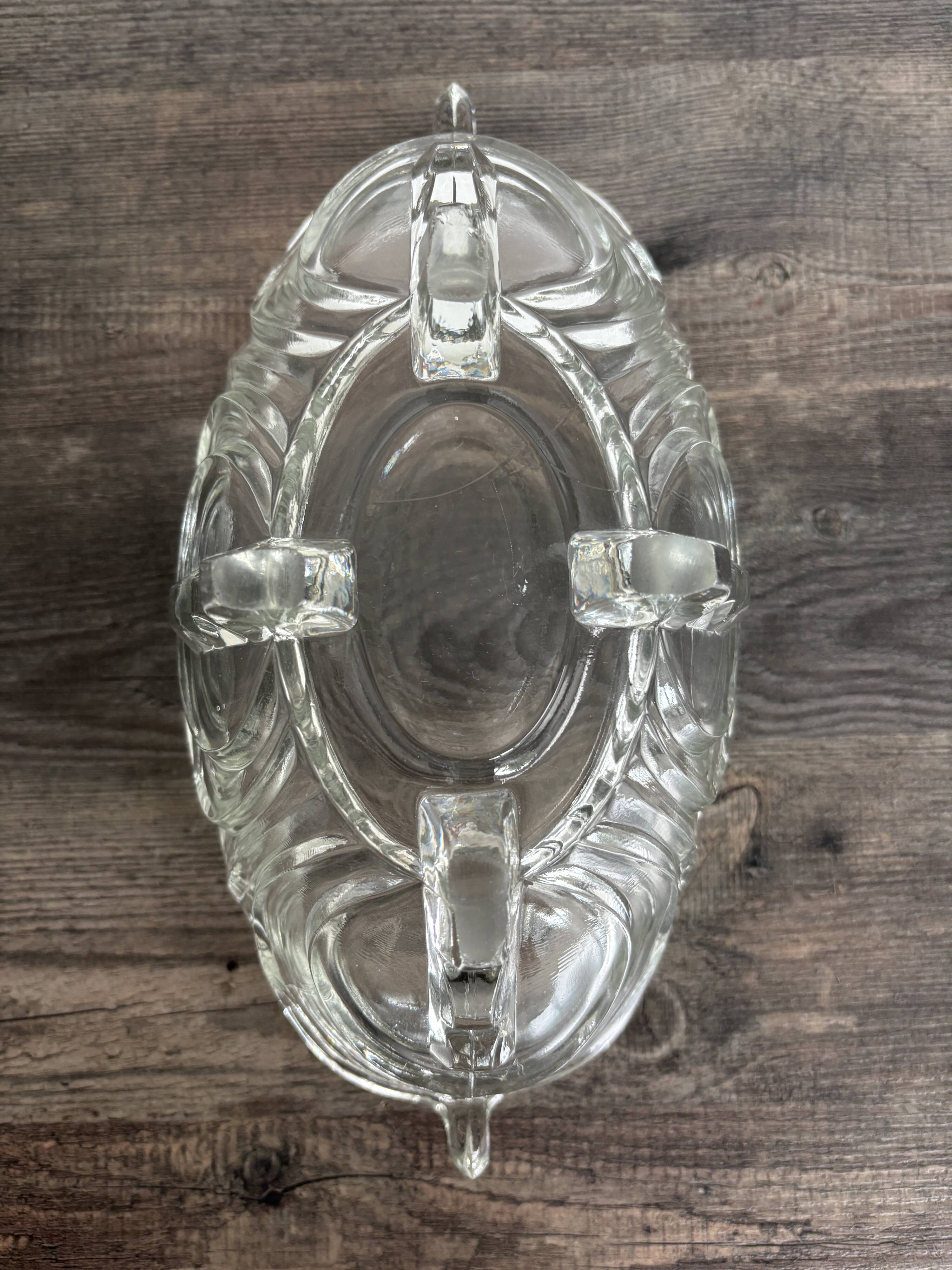 Vintage molded pressed glass bowl on foot