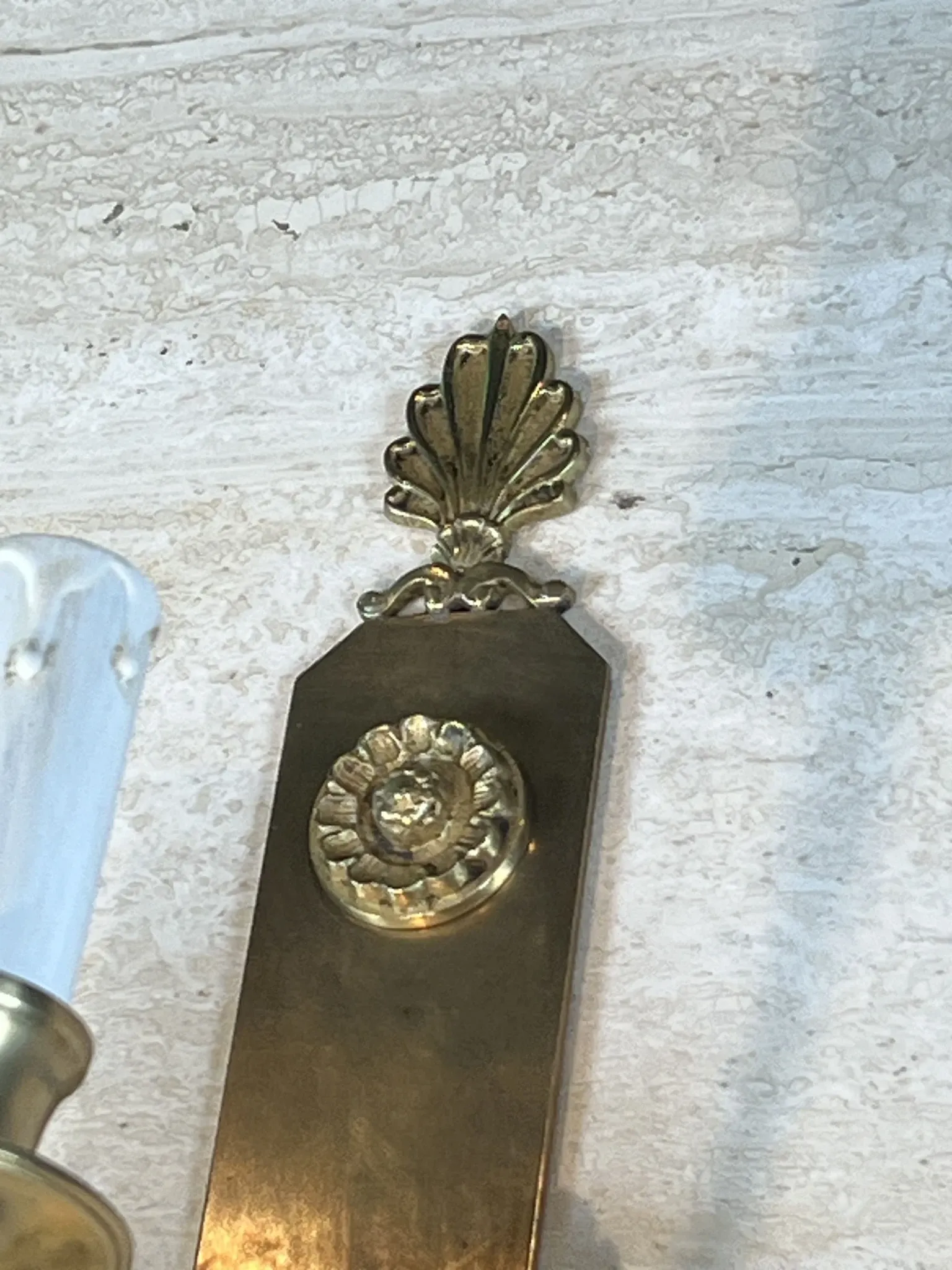 Pair of Neoclassical Wall Lights with Three Arms in Brass with Decoration
