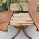 Extendable round dining table with central leg renovated in raw wood 205cm