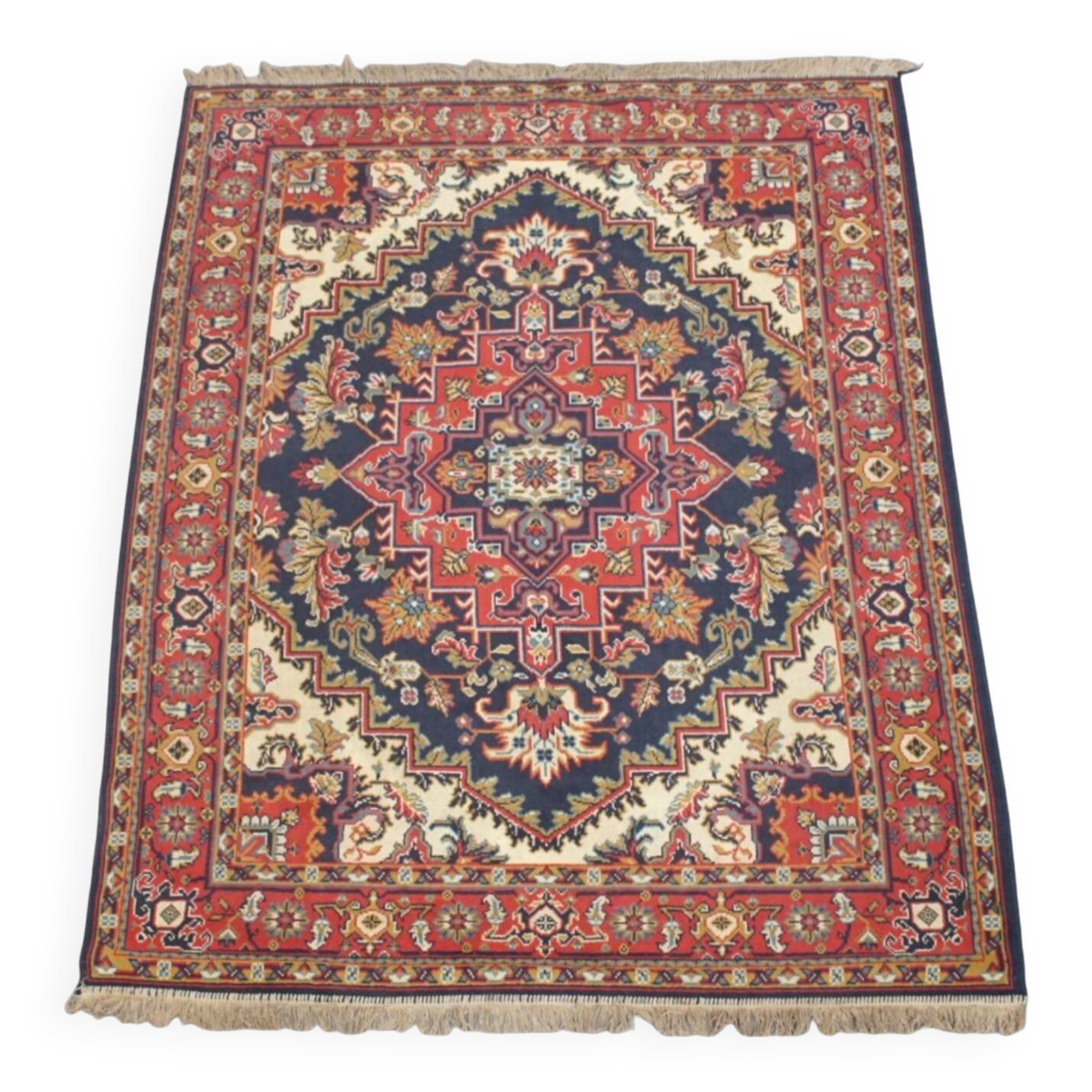Tapis vintage en rouge et bleu foncé – 236x170 cm