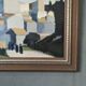 Peinture à l’huile de scène de rue de paysage urbain suédois vintage moderne du milieu du siècle « City Stroll », encadrée