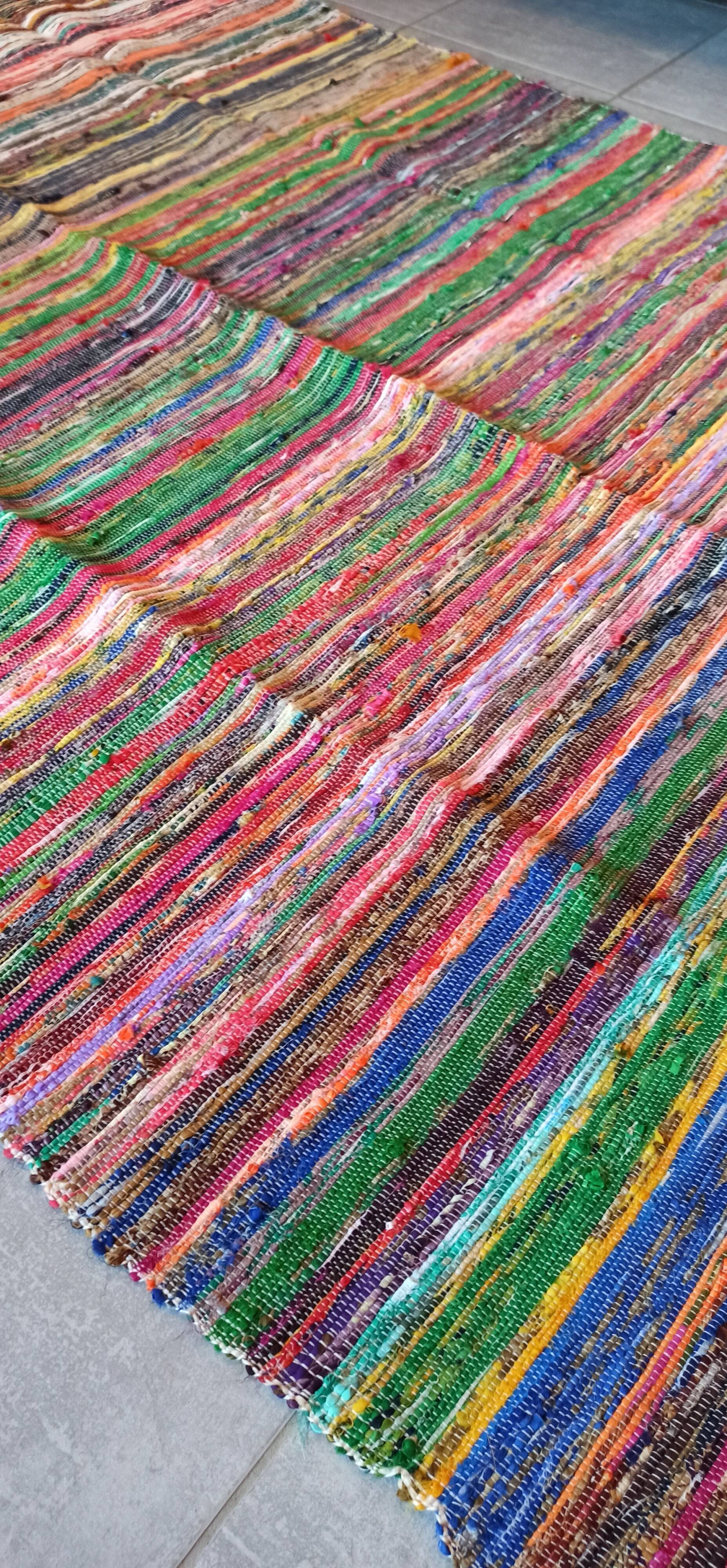 Tapis en coton tissé multicolore 137x250cm