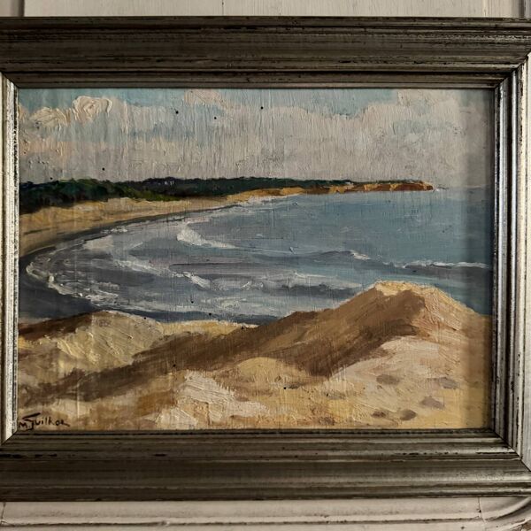 Huile sur panneau par M. Suilhor bord de plage XXe