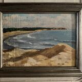 Oil on panel by M. Suilhor, beachfront, 20th century