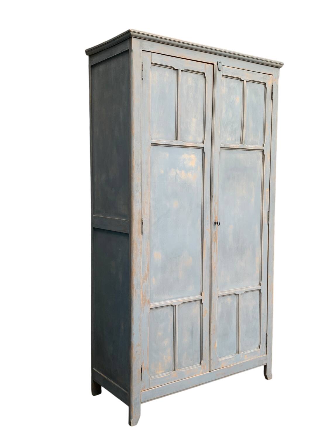 Armoire parisienne ancienne Luterma patine grise bleutée