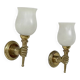 Pair of vintage wall lights, Maison Jansen, brass and opaline, France, 1960.