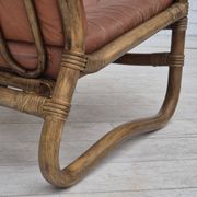 1970s, Scandinavian armchair, original very good condition, bamboo, leather.