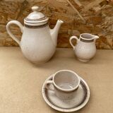 Old tea coffee service sarreguemines ceramic beige vintage