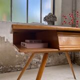 Vintage oak compass desk