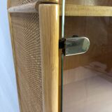 Vitrine en rotin du milieu du siècle, années 1970