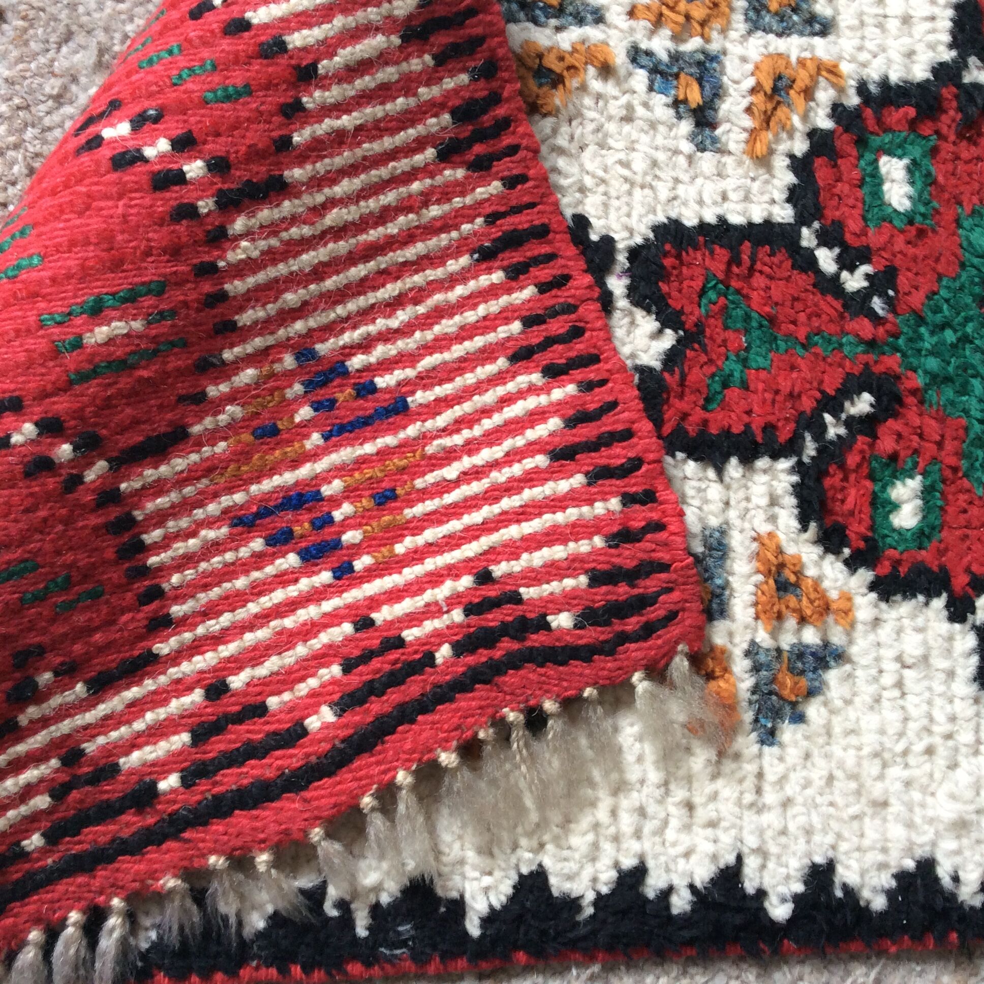 Pair of bohemian wool rugs from the 60s and 70s
