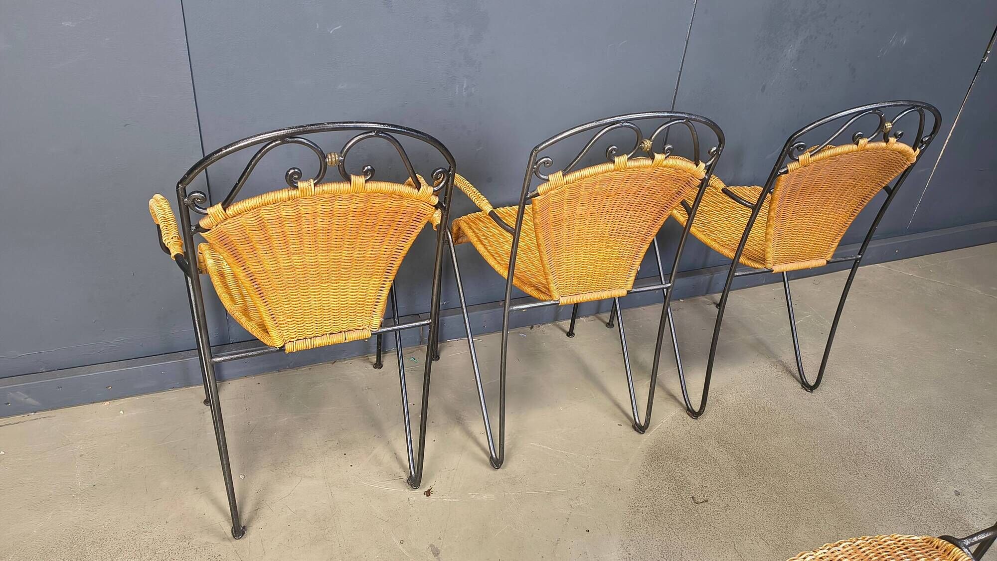 Wicker chairs attributed to Frederick Weinberg, 1960s, set of 6