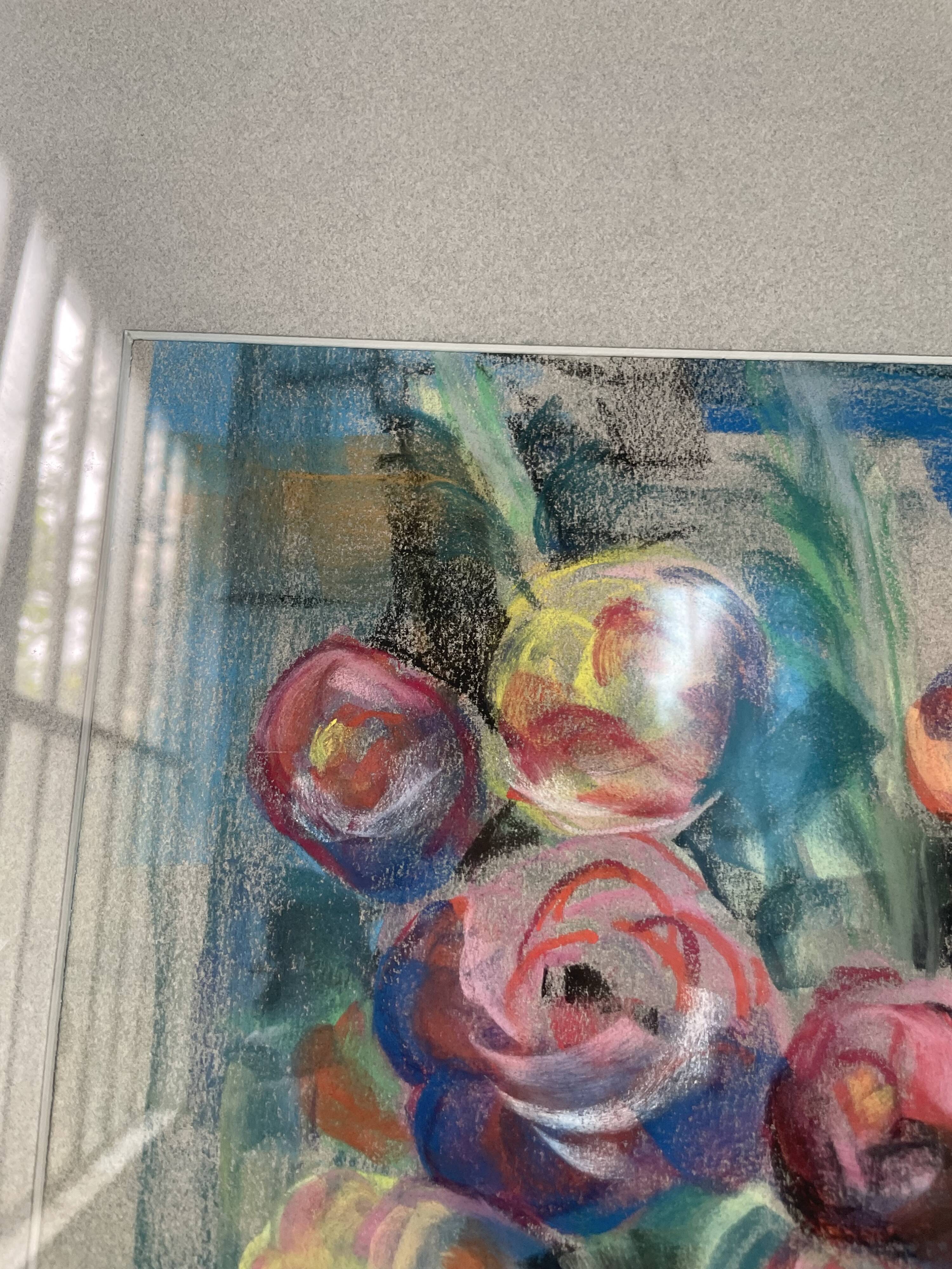Oil chalk drawing flowers