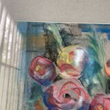 Oil chalk drawing flowers