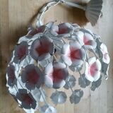 Vintage flowers painted sheet metal hanging lamp