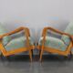 1960s Kozelka and Kropacek Restored Pair of Oak Armchairs, Rare Model