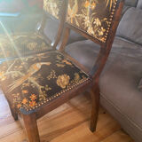 Set de 2 chaises vintage en velours oiseaux 1960-1970, état comme neuf.