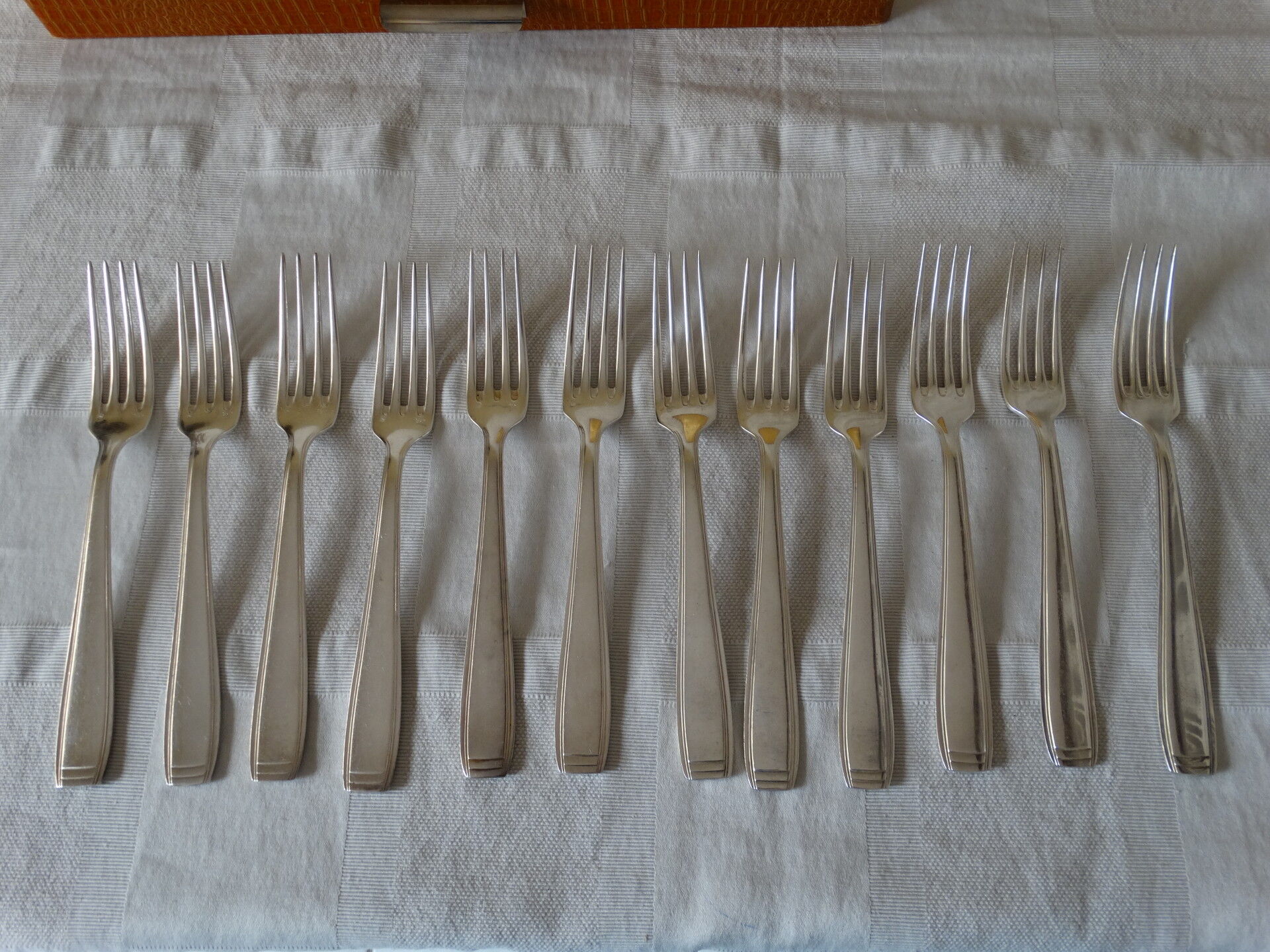 Cutlery set Ercuis model carthage in silver metal 73 pieces - art deco