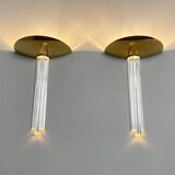 Paire d'appliques, laiton, verre acrylique, Italie, années 1980