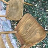 Series of 6 Scandinavian chairs or vintage wooden bistro