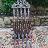 Antique folding oriental chair with mother-of-pearl inlays