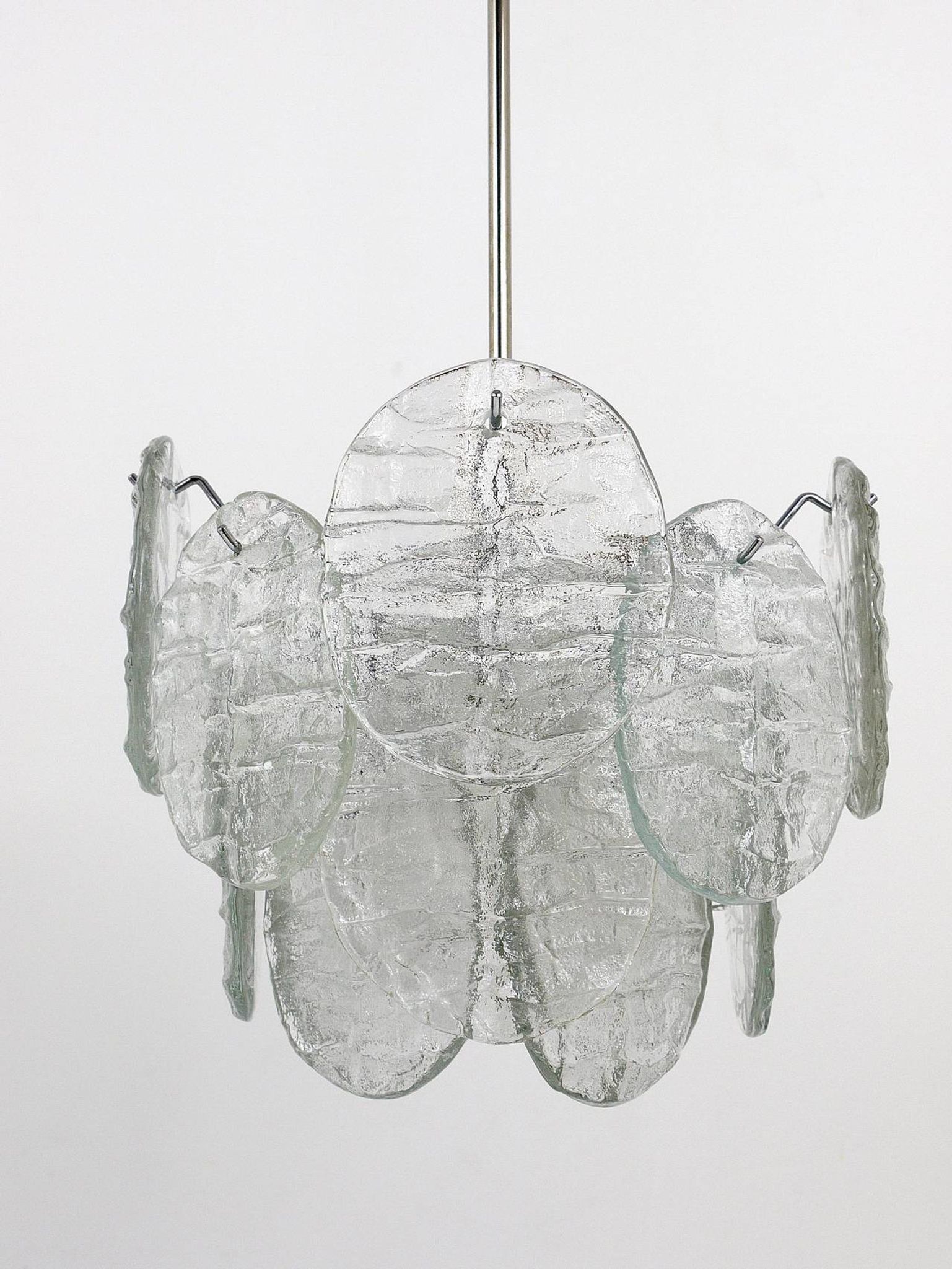 J.T. Kalmar Vienna Lustre Mid-Century in Glazed Glass, Austria, 1960s
