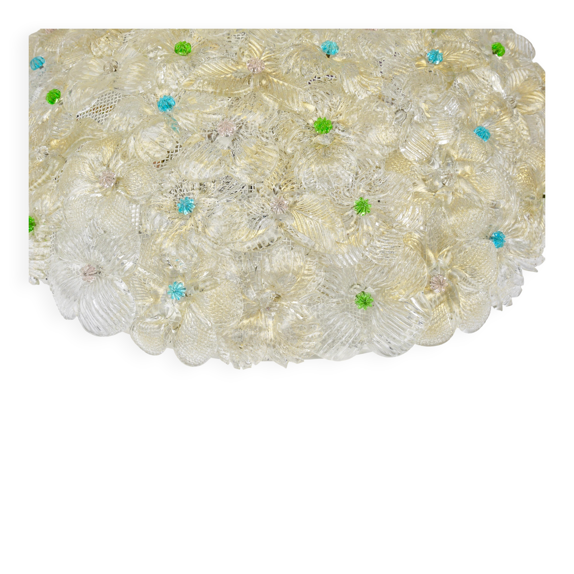 Barovier & Toso Grande Plafonnier Fleur en Verre de Murano Millefiori, Italie, Années 1960