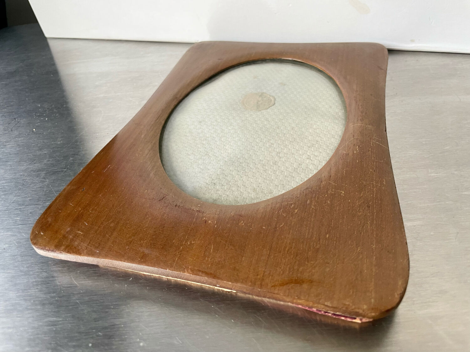 Antique  art deco mahogany wooden frame measurements 20 cm x 14.5 cm  convex glass