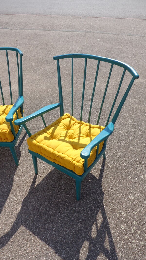 Paire de fauteuils Baumann éventails