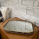Rectangular service mirror tray with its mirror