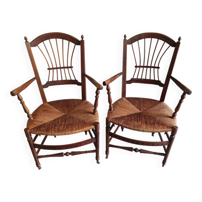 Paire de fauteuils anciens provençaux fin XIXème