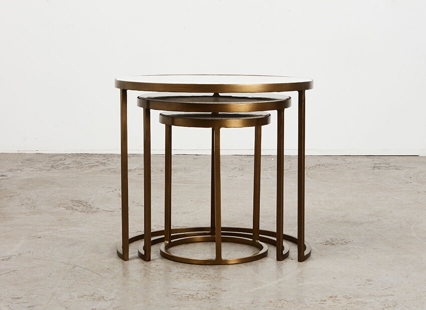 Set of Nesting Tables in Marble and Metal 1970s