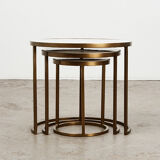 Set of Nesting Tables in Marble and Metal 1970s