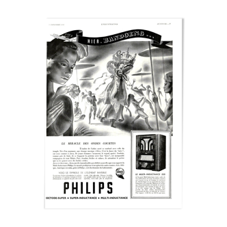 Affiche vintage années 30 Radio TSF Philips