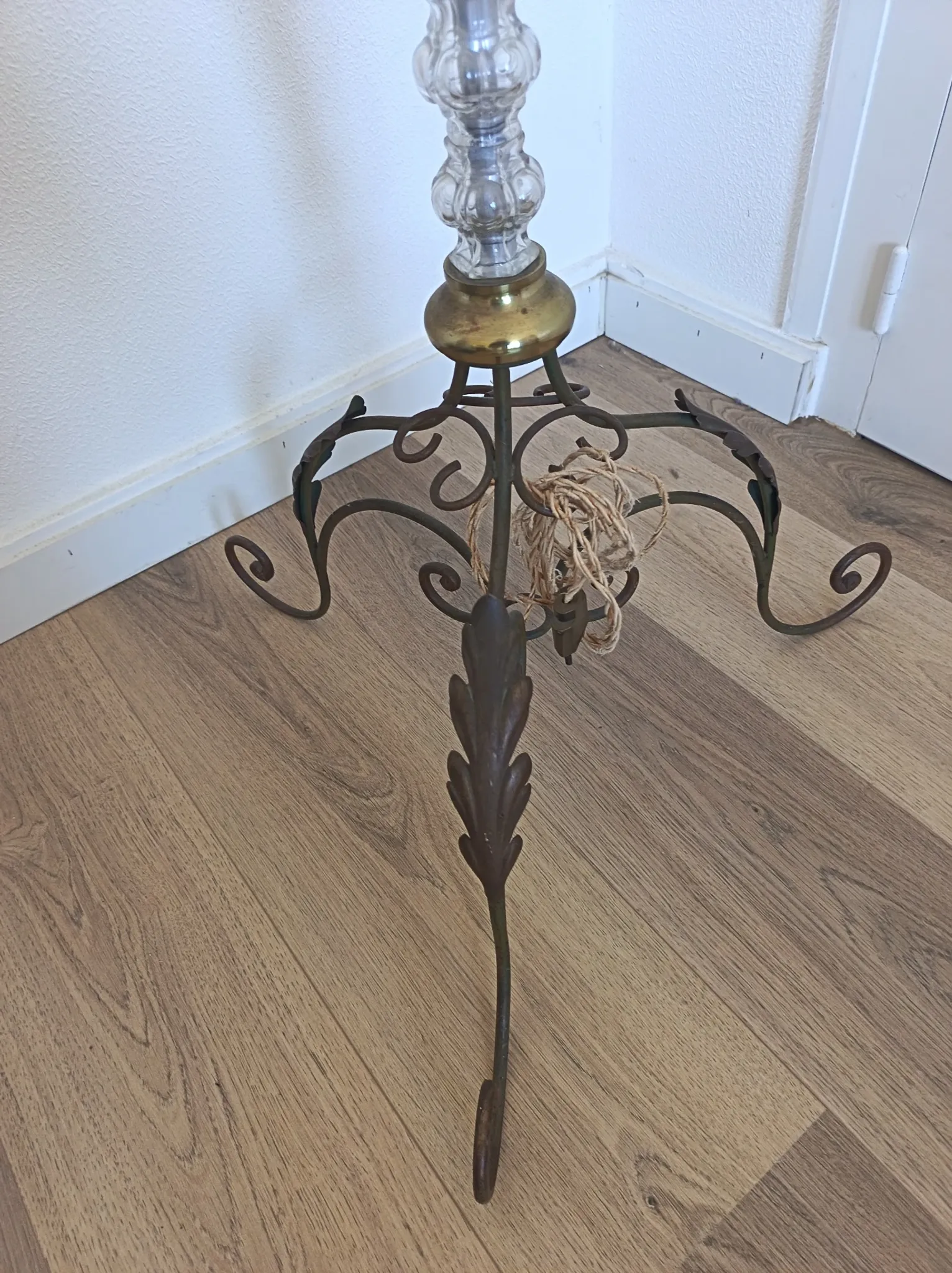 Bronze and glass floor lamp