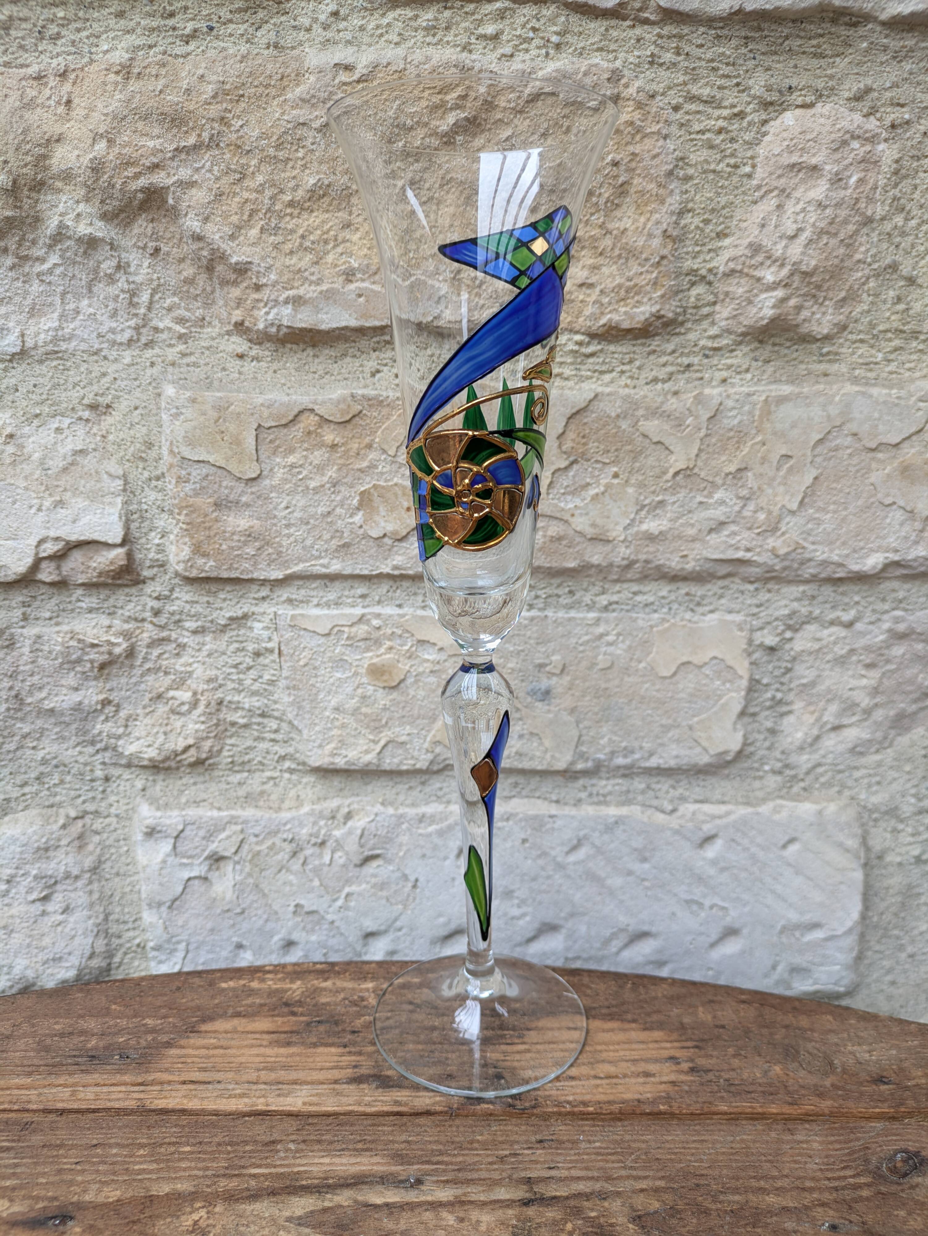 Flute à champagne Paul Nagel collection rêveries modèle Nautilus peint main