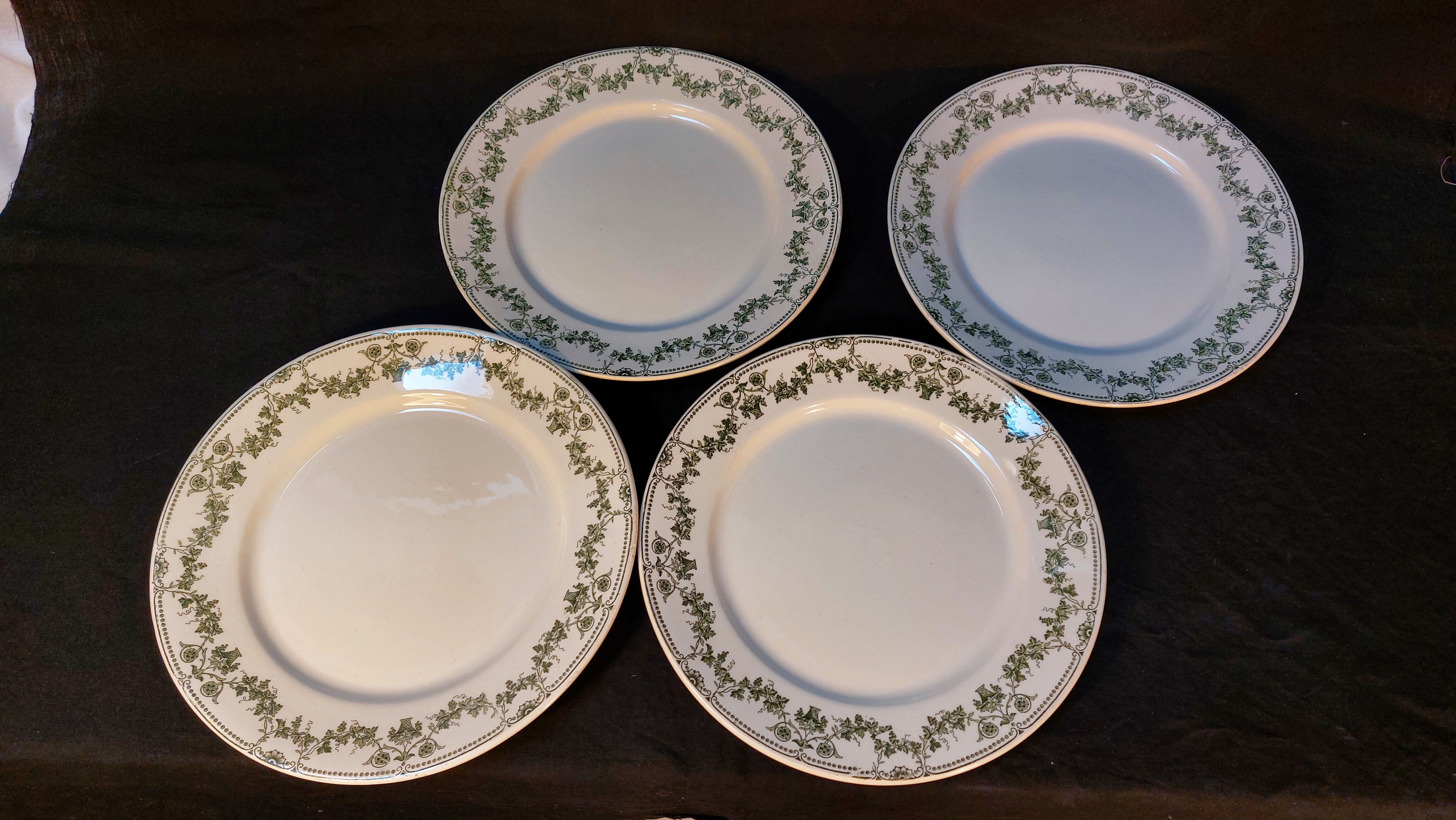 Set of 4 antique flat plates in half-porcelain from Badonviller