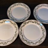 Set of 4 antique flat plates in half-porcelain from Badonviller