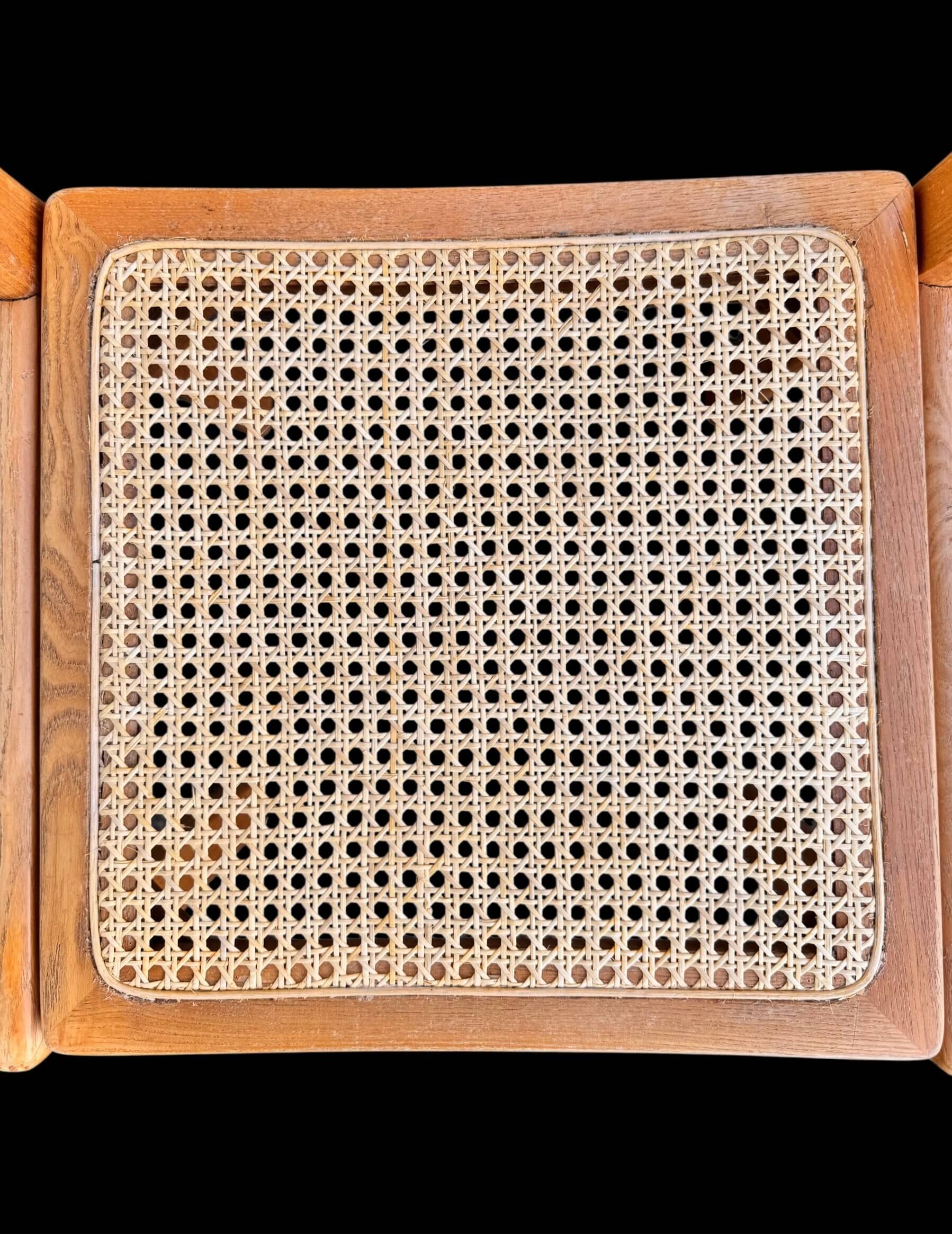 Set of 4 vintage chairs in solid ash and cane