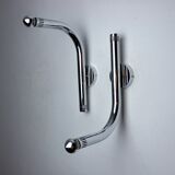 Pair of space-age tubular wall lights, chrome-plated metal, Italy, 1970