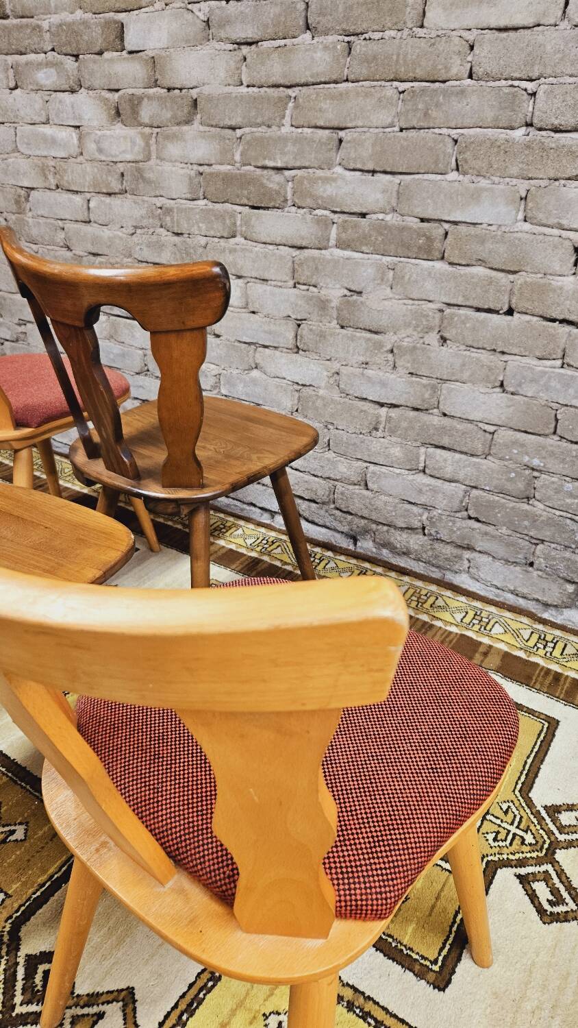 Set of 6 mismatched Baumann style bistro chairs from the 1970s