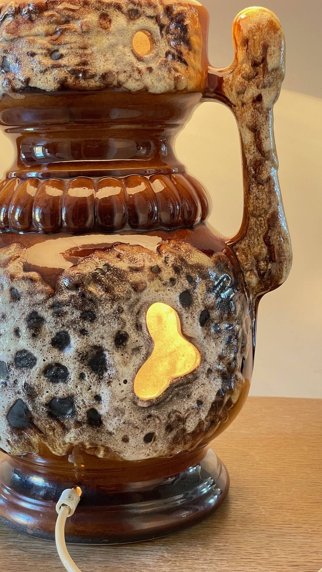 Lamp ceramic fat lava double lighting 70s