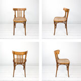 Chaise bistrot vintage en bois courbé avec dossier à barreaux