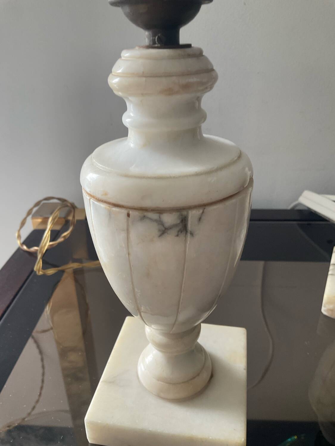 Pair of marble lamp bases from the 1950s.