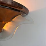 Art deco corner wall light, copper and glass, France 1930
