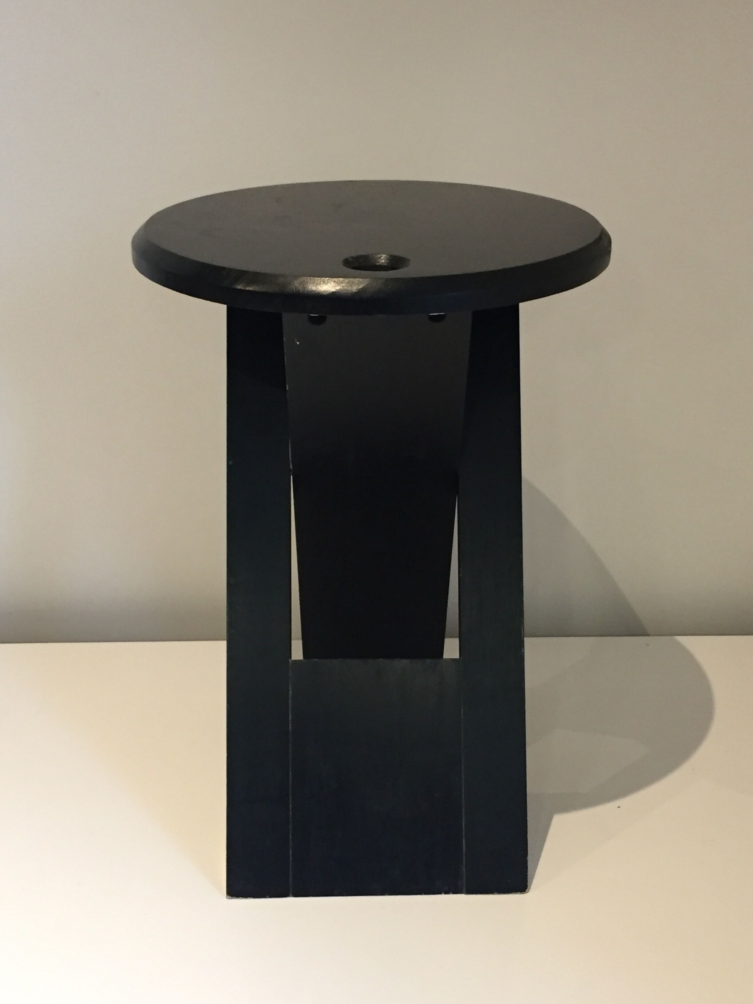 Suzy stool Adrian Reed black folding stool, 1980s design