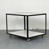 Mid-Century White Laminate and Black Steel Rolling End / Side Table by George Nelson for Herman Miller, 1950s