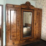 Unique model craftsman's cabinet, cabinetmaker's cabinet, 3-door cabinet, French marquetry furniture