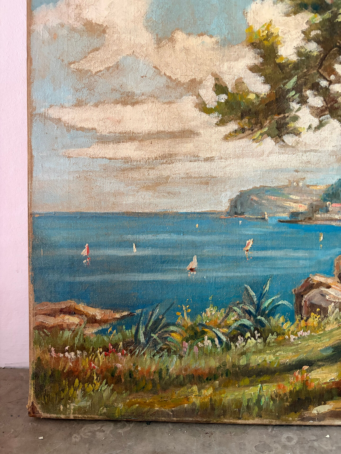 Oil on canvas Roquebrune-Cap-Martin, signed Émile Tatin