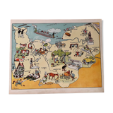Old illustrated map of Normandy 1929 - JP Pinchon